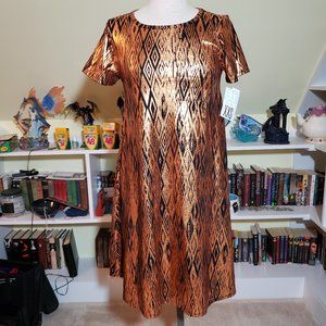 Lularoe Elegant Black Copper Foil Carly XXS NWT